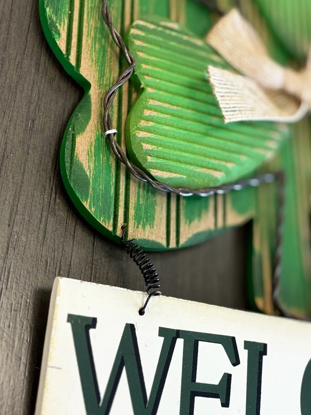 Assorted St. Patrick's Green Shamrock Welcome Sign and home decoration accents